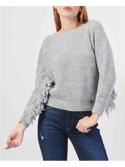 MDM Women's Sweater with Fringes on Sleeves MADEMOISELLE DU MONDE | F607-6042GRIGIO